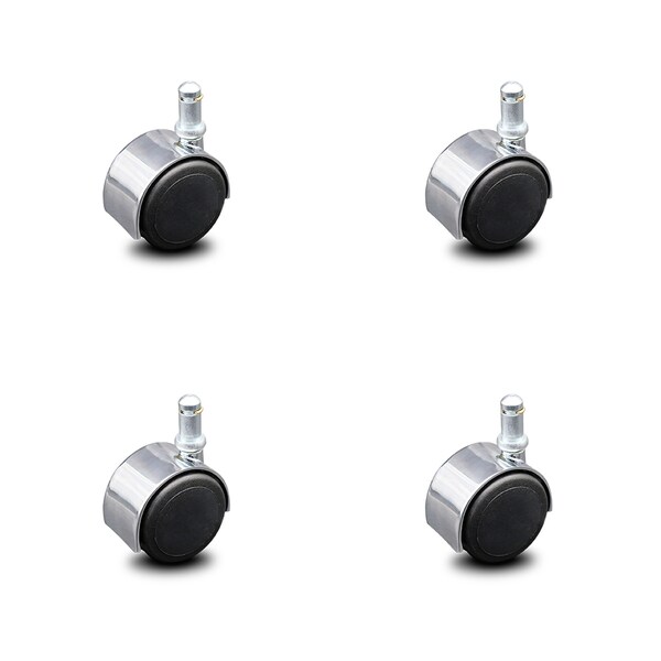 2 Inch Bright Chrome Hooded Urethane Twin Wheel Grip Ring Chair Casters, 4PK